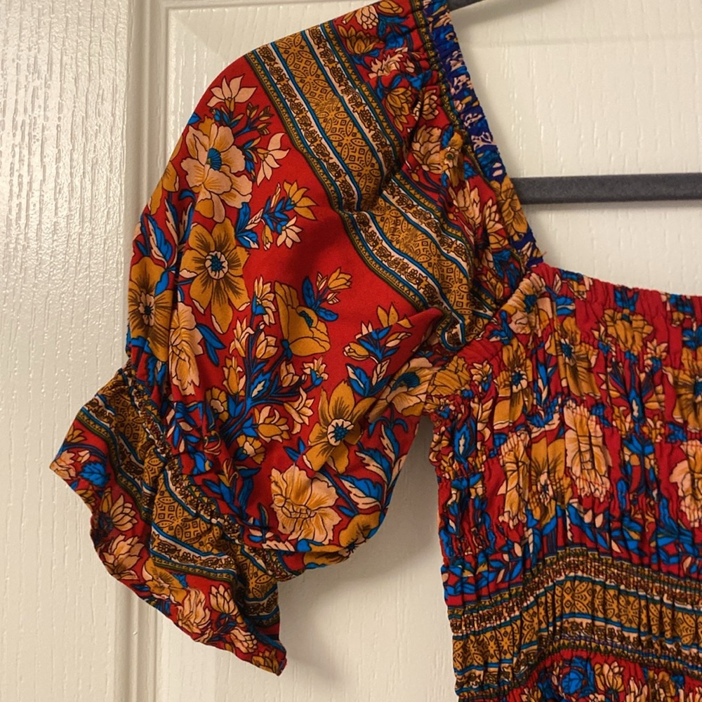 Blue and red floral midi dress - Picture 4 of 6
